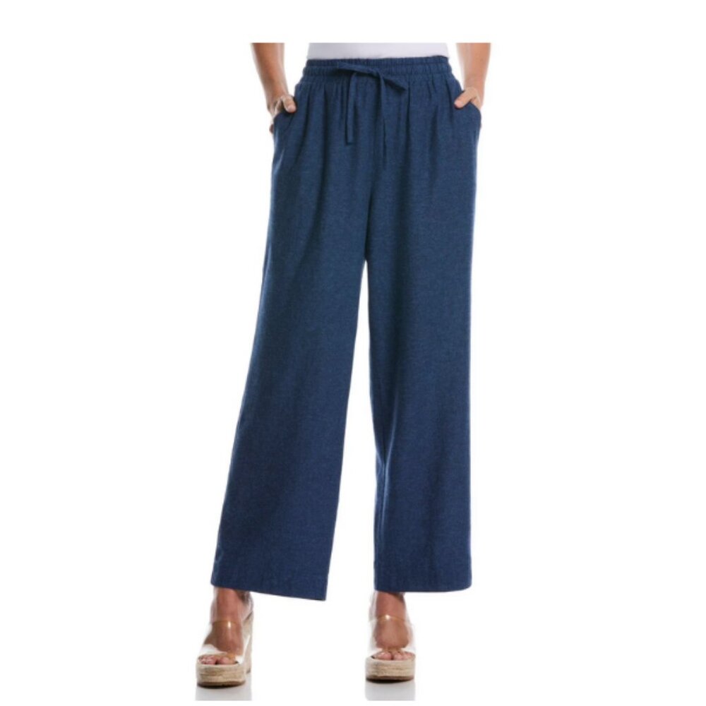 💙 Rafaella Women’s Linen Blend Pants – Navy Blue – Size XL – NWT – Pull-On